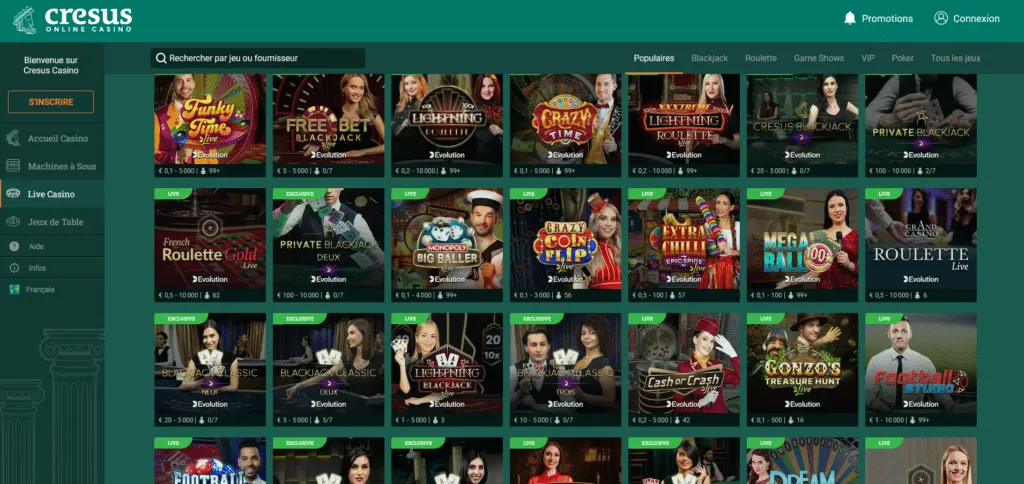 cresus live casino